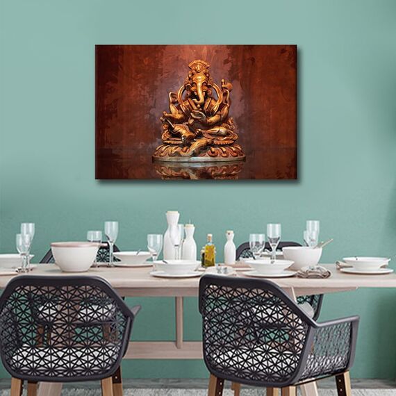 TISHIRON Ganesha Leinwandgemälde, indische Hindu-Götter, Schlafzimmer, Wandkunst Hinduismus, Ölgemälde, zeitgenössische Badezimmerdekoration, Wandkunst, modernes Kunstwerk, fertig zum Aufhängen, für