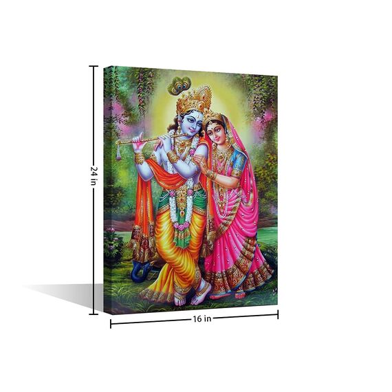 TUMOVO Hindu-Wanddekoration, Lord Krishna, Poster auf Leinwand, Krishna, indische Wandkunst, 1 Panel, Gottheit, Hinduismus, Schlafzimmer, Dekoration, gerahmt, fertig zum Aufhängen (40.6 x 61 cm)