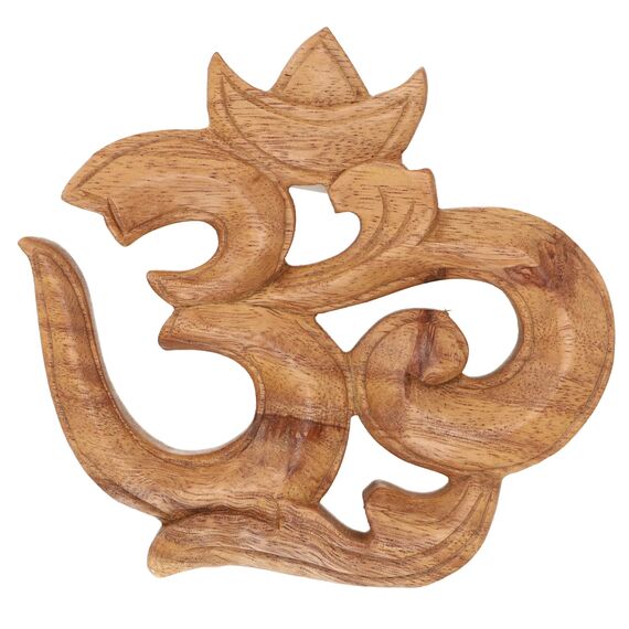 GURU SHOP Geschnitztes Wandbild Deko Wandrelief Om - 14x15x2 cm