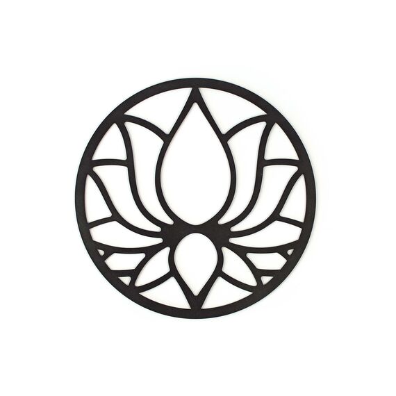 CONTRAXT Lotusblume deko wanddeko holz. Lotusblüte deko wanddeko deko lotus flower bild deko wand holz Vintage Garten deko Meditation zubehör 3d Mandala wandbild Nicht-Metall (Lotusblume, Schwarz)