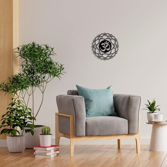 Metall Deko Wandskulptur schwebend Schatten Stahl 43x31cm OM Mantra