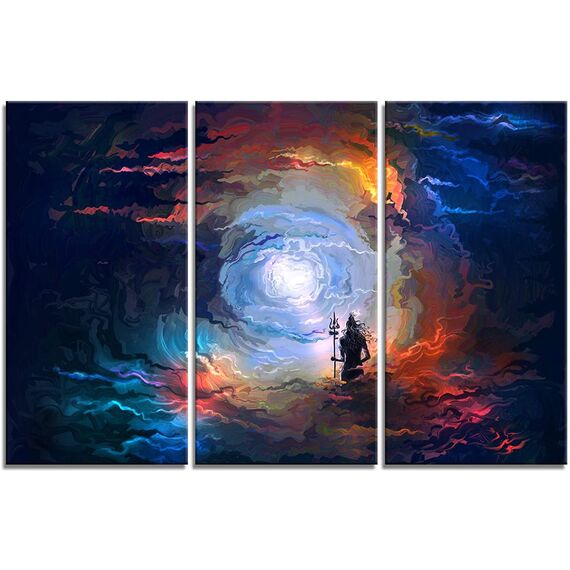 Shiva-Wandkunst, Lord Shiva-Bilder, Leinwand-Wanddekoration, Hinduismus, Shaivismus, Gemälde, Wohnzimmer, Schlafzimmer, Dekorationen, Kunstposter mit Rahmen, fertig zum Aufhängen, 121,9 cm B x 81,3 cm