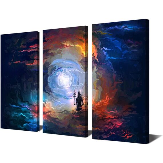 Shiva-Wandkunst, Lord Shiva-Bilder, Leinwand-Wanddekoration, Hinduismus, Shaivismus, Gemälde, Wohnzimmer, Schlafzimmer, Dekorationen, Kunstposter mit Rahmen, fertig zum Aufhängen, 121,9 cm B x 81,3 cm