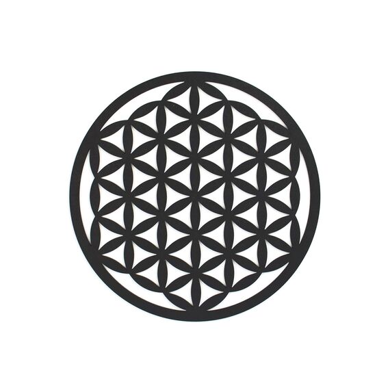 CONTRAXT Blume des Lebens Wanddeko - Mandala Lebensblume Vintage Deko Wandbild aus Holz - Esoterik Geschenke für Zen Meditation (Schwarz)