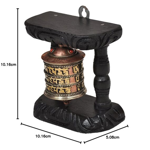 Kasthamandap Dharma Store Gebetsmühle zum Aufhängen an der Wand, tibetische Hand, Om Mani Padme Hum