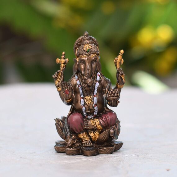 IndieHeights Lord Ganesh Cold Cast Sculpture Hindu God Figurine Ganesha Statue Decor Gifts