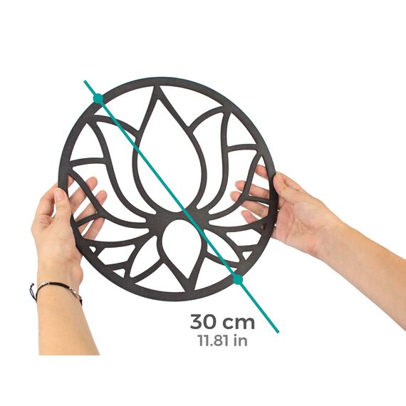CONTRAXT Lotusblume deko wanddeko holz. Lotusblüte deko wanddeko deko lotus flower bild deko wand holz Vintage Garten deko Meditation zubehör 3d Mandala wandbild Nicht-Metall (Lotusblume, Schwarz)