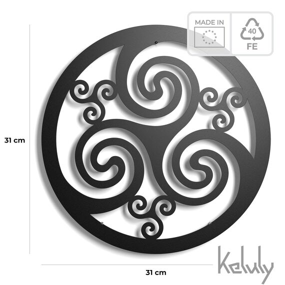 keluly Dekoration aus Metall. Schwebende Wandskulptur aus Stahl mit Schatten. (TRISKEL, 43 x 31 cm.)