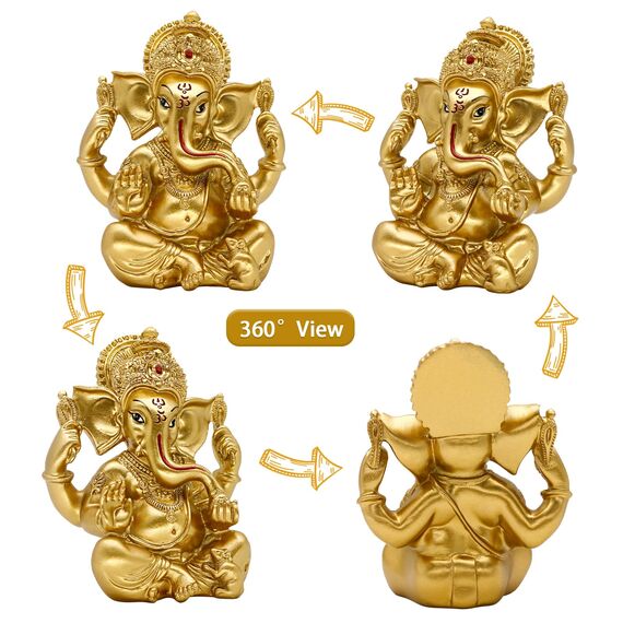 Indische Ganesha-Statue, Diwali-Dekor, Hindu-Gott, Diwali, kleine goldene Farbe, Lord Ganesha, Idol, Zuhause, Mandir, Pooja, Murti, Artikel, Meditation, Yoga, Raum, Altar, Dekoration, Diwali, Puja,