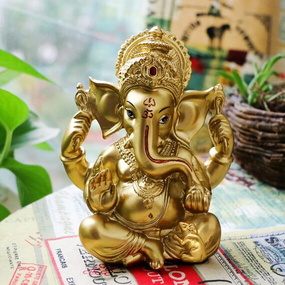 Indische Ganesha-Statue, Diwali-Dekor, Hindu-Gott, Diwali, kleine goldene Farbe, Lord Ganesha, Idol, Zuhause, Mandir, Pooja, Murti, Artikel, Meditation, Yoga, Raum, Altar, Dekoration, Diwali, Puja,