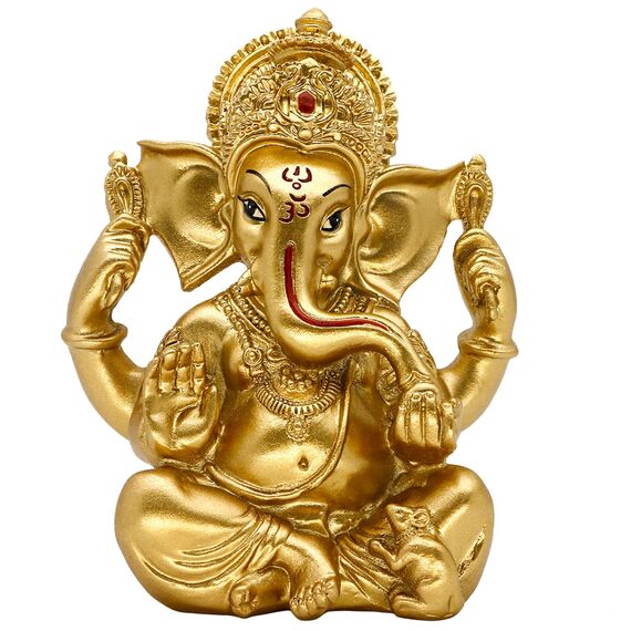 Indische Ganesha-Statue, Diwali-Dekor, Hindu-Gott, Diwali, kleine goldene Farbe, Lord Ganesha, Idol, Zuhause, Mandir, Pooja, Murti, Artikel, Meditation, Yoga, Raum, Altar, Dekoration, Diwali, Puja,