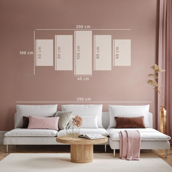 murando HandArt Bilder auf Leinwand 200x100 cm 5 tlg Leinwandbild mit Struktur-Effekt handbemalte Wandbilder mit Gel-Textur Wohnzimmer Wanddekoration Moderne Kunst p-A-0032-b-n