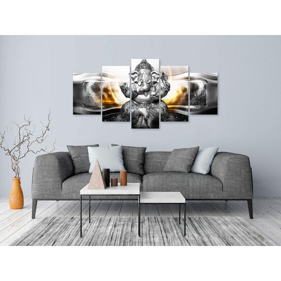 murando HandArt Bilder auf Leinwand 200x100 cm 5 tlg Leinwandbild mit Struktur-Effekt handbemalte Wandbilder mit Gel-Textur Wohnzimmer Wanddekoration Moderne Kunst p-A-0032-b-n