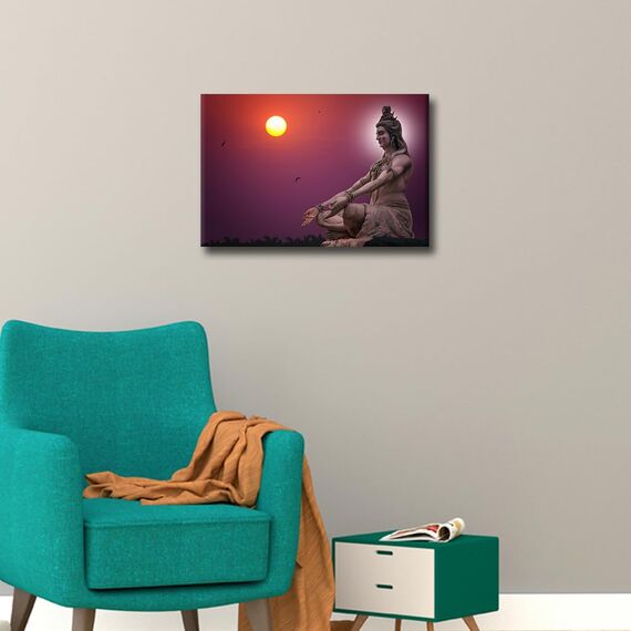 TISHIRON Wandkunst, Hindu-Gott, Shiva, Wanddekoration, Hinduismus, Heimdekoration, Hindu-Götter, Meditation, Wanddekorationen für Wohnzimmer, Schlafzimmer, Büro, Kunstwerk für Zuhause, Wände, gerahmt,
