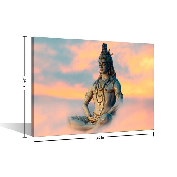 1 Stück Leinwand-Wandkunst, Lord Shiva, Schlafzimmer-Dekoration, moderne indische Wanddekoration für Wohnzimmer, Wandkunst, fertig zum Aufhängen (61 cm Bx91 cm H)