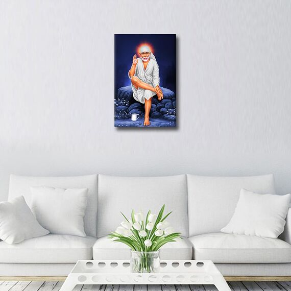 Leinwandbild, Motiv: Hindu Saint Sathya Sai Baba, Bilder auf Leinwand, für Wohnzimmer, Schlafzimmer, Wanddekoration, gerahmt, aufhängfertig, 61 x 40,6 cm