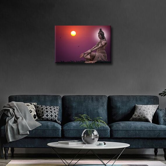 TISHIRON Wandkunst, Hindu-Gott, Shiva, Wanddekoration, Hinduismus, Heimdekoration, Hindu-Götter, Meditation, Wanddekorationen für Wohnzimmer, Schlafzimmer, Büro, Kunstwerk für Zuhause, Wände, gerahmt,