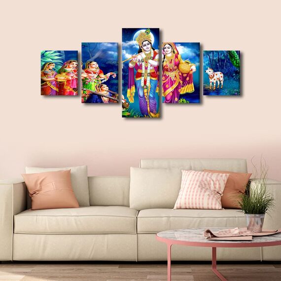 TUMOVO Lord Radha Krishna Gemälde-Poster, Haus-Deocr für Wohnzimmer, Indien, religiöse Kultur, Leinwanddrucke, Hindu-Gott, Wanddekoration für Büro, Schlafzimmer, modernes Kunstwerk, gerahmt, fertig