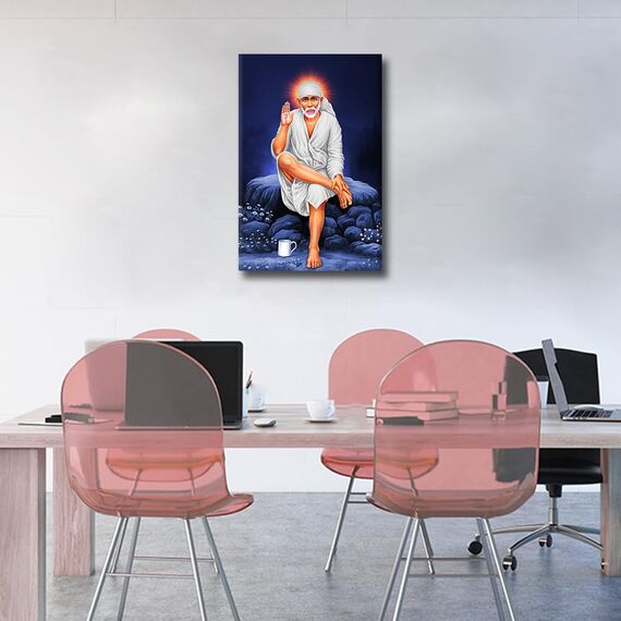 Leinwandbild, Motiv: Hindu Saint Sathya Sai Baba, Bilder auf Leinwand, für Wohnzimmer, Schlafzimmer, Wanddekoration, gerahmt, aufhängfertig, 61 x 40,6 cm
