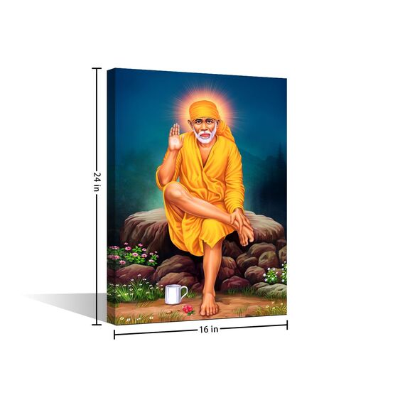 Sai Baba Leinwand-Kunst, Hindu-Bilder für Schlafzimmer, Poster, Gemälde, indischer Gott, Heimdekoration für Wohnzimmer, Hinduismus, kulturelle Wanddekoration, 1 Paneel, gerahmt, fertig zum Aufhängen,