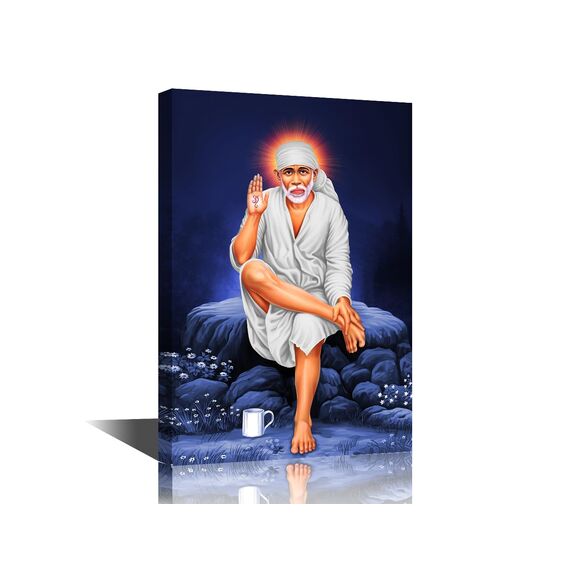 Leinwandbild, Motiv: Hindu Saint Sathya Sai Baba, Bilder auf Leinwand, für Wohnzimmer, Schlafzimmer, Wanddekoration, gerahmt, aufhängfertig, 61 x 40,6 cm