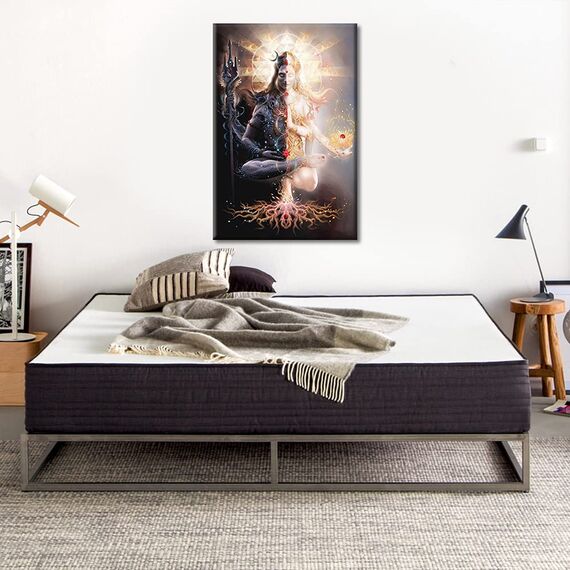 Wanddekoration für Wohnzimmer, Lord Shiva, HD-Druck auf Leinwand, Wanddekoration für Wohnzimmer, Büro, 1 Stück Hindu-Gott, Herr, Shiva, Wandkunst, gerahmt, fertig zum Aufhängen (40,6 cm B x 61 cm H)