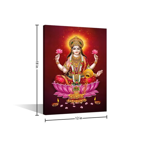 TISHIRON Raumwandbilder, indischer Gott Laxmi Maa, Gemälde, 1 Stück, Leinwand, indischer Diwali, Hinduismus, Religion, modernes Kunstwerk, Heimdekoration für Wohnzimmer, gerahmt, fertig zum Aufhängen,