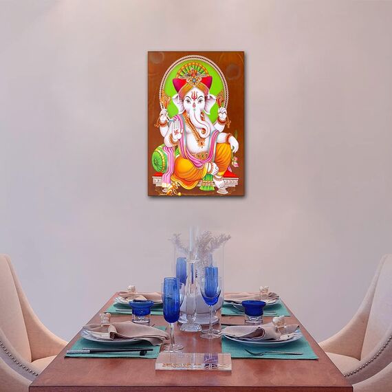 Lord Ganesha Wanddekorationen für Wohnzimmer, Hindu-Gottheiten, Leinwand-Kunstdrucke und Poster, 1 Stück, Hindu-Gott, Heimdekoration, Hindu-Lord, Ganesha, Wanddekoration, gerahmt, fertig zum