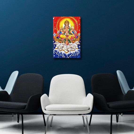 Ganesha Wandkunst, Gott Saraswati, Poster auf Leinwand, für Schlafzimmer, Wohnzimmer, Wanddekoration, Heilige Kultur, Musik, Hinduismus, Kunstwerk, moderne Heimdekoration, gerahmt, fertig zum