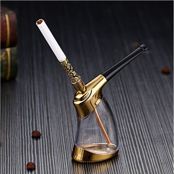 HT9527 Wasserpfeife, tragbares Mini-Wasserpfeifen-Set mit Shisha-Zubehör, handliche Wasserpfeife, Geschenke für Freund, Vater, Ehemann oder Freunde, goldfarben