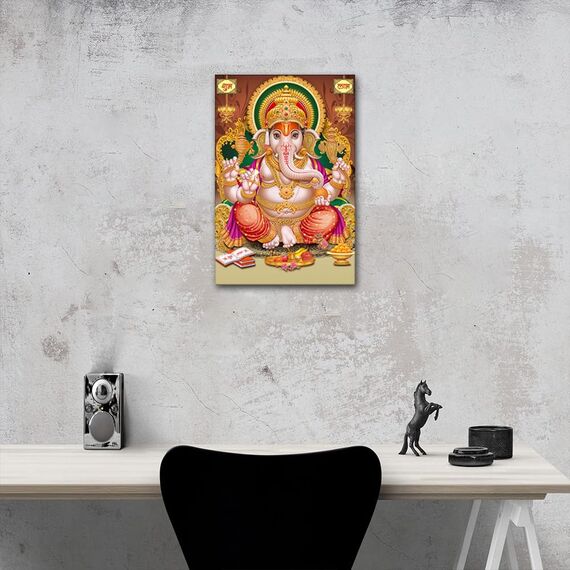 1 Stück indischer Gott Ganesha Wanddekoration für Wohnzimmer, Lord Ganesha, Heimdekorationen, Hinduismus, kulturelle Schlafzimmer, Wanddekoration, modernes Kunstwerk für Zuhause, gerahmt, fertig zum