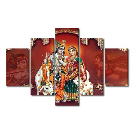 TUMOVO Radha Krishna Moderne Wohnkultur, Leinwand-Wandkunst für Schlafzimmer, Poster und Drucke, religiöses Gemälde, Bild, Büro, Wanddekoration, gerahmt, fertig zum Aufhängen, 152,4 cm B x 101,6 cm, 5