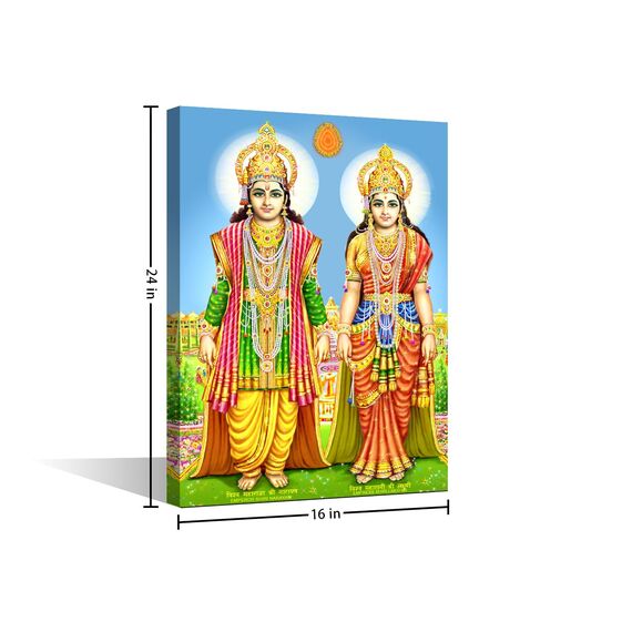 Schlafzimmer-Dekor, Wandkunst, Hindu-Gott, Widder und Sita, Wandkunst, Hindu-Gott, Leinwandkunst, 1 Stück, Wanddekoration für Wohnzimmer, Schlafzimmer, Büro, gespannt und gerahmt, fertig zum