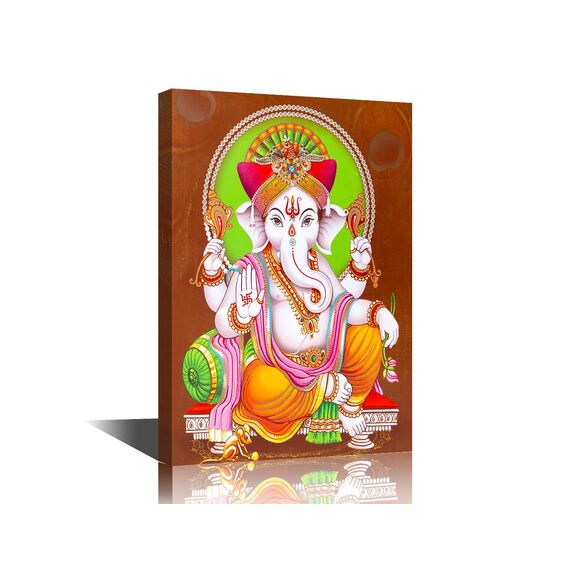 Lord Ganesha Wanddekorationen für Wohnzimmer, Hindu-Gottheiten, Leinwand-Kunstdrucke und Poster, 1 Stück, Hindu-Gott, Heimdekoration, Hindu-Lord, Ganesha, Wanddekoration, gerahmt, fertig zum