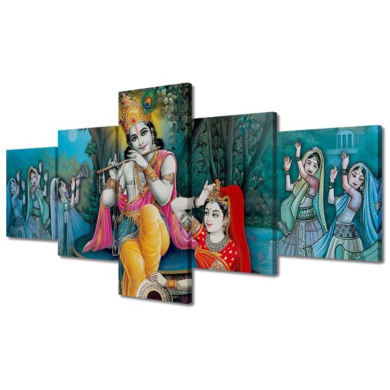 TUMOVO Leinwanddruck, Motiv: Hindu-Lord, Radha Krishna, moderne Heimdekoration, Indien, religiöse Kultur, Poster, Wohnzimmer, Schlafzimmer, Dekoration, Kunstwerk, Gemälde, gerahmt, fertig zum
