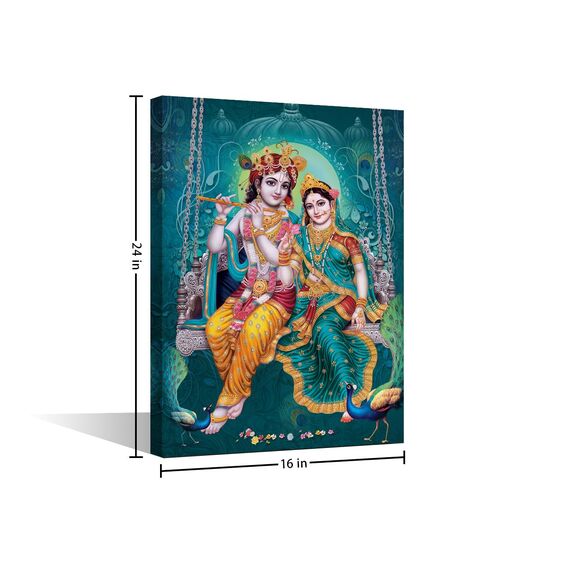 Leinwand-Kunst, Lord Radha Krishna, Bilder für Wohnzimmer, Hindu-Gott, Wandposter, Indien, religiöse Kultur, Kunstdrucke mit Rahmen, Wanddekoration für Wohnzimmer, Dekoration, 61 x 40,6 cm