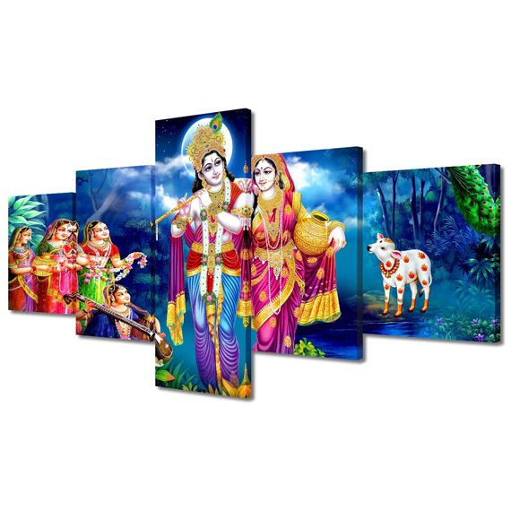 TUMOVO Lord Radha Krishna Gemälde-Poster, Haus-Deocr für Wohnzimmer, Indien, religiöse Kultur, Leinwanddrucke, Hindu-Gott, Wanddekoration für Büro, Schlafzimmer, modernes Kunstwerk, gerahmt, fertig