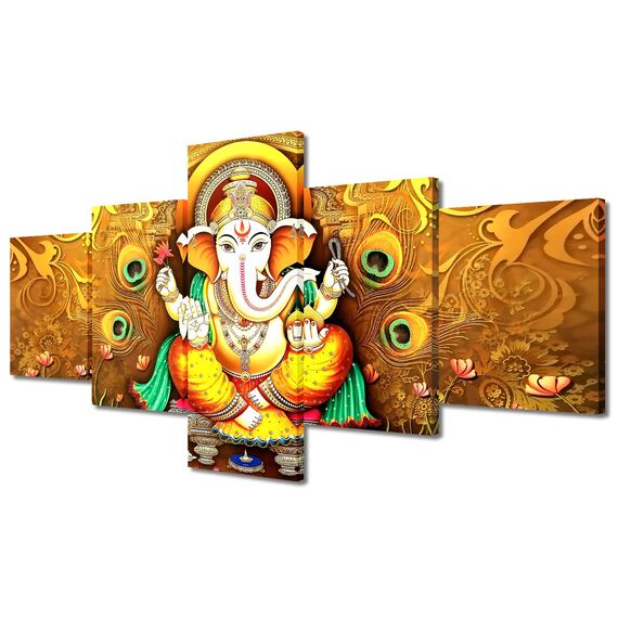 Lord Ganesha Wandkunst, Gemälde auf Leinwand, Hinduismus, Schlafzimmer, Wandkunst, moderne Wohnkultur, indische Gotteshausdekorationen für Wohnzimmer, religiöse Kultur, Bilder auf Holzrahmen gespannt,