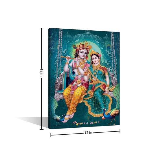 Leinwand-Kunst, Lord Radha Krishna, Bilder für Wohnzimmer, Hindu-Gott, Wandposter, Indien, religiöse Kultur, Kunstdrucke mit Rahmen, Wanddekoration für Wohnzimmer, Dekoration, 45,7 x 30,5 cm