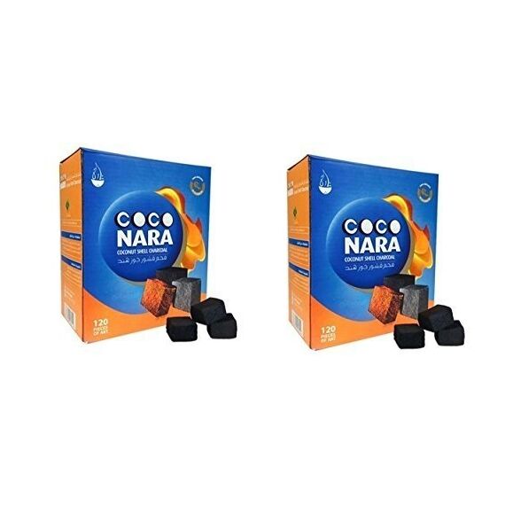 CocoNara 2 - Box of 120 Piece Coconut Coco Nara Coconara Premium Lighting Hookah Hookah Charcoal Coals- Total 240 Piece