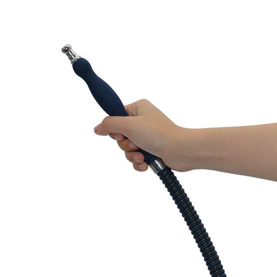 Kitosun Wasserpfeifen-Schlauch aus Seide, mit Gummigriff, Metallmundstück, Shisha Schlauch, mit Leder umwickelt, waschbar und langlebig, 165,1 cm lang (schwarz)
