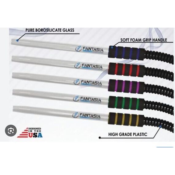 Fantasia Wasserpfeifenschlauch aus Glas, extra langer Schlauch, weicher Schaumstoffgriff Fantasia Hookah Flavors