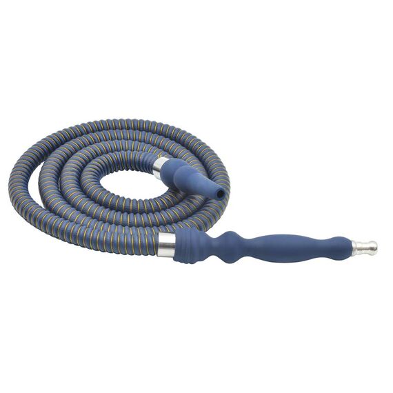 Wasserpfeifenschlauch mit Gummigriff und Metallspitze, mit Leder umwickelt, waschbar, langlebig, 182,9 cm langer Shisha-Schlauch (dunkelblau)