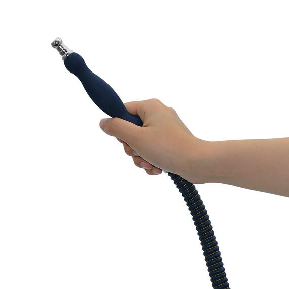 Wasserpfeifenschlauch mit Gummigriff und Metallspitze, mit Leder umwickelt, waschbar, langlebig, 182,9 cm langer Shisha-Schlauch (dunkelblau)