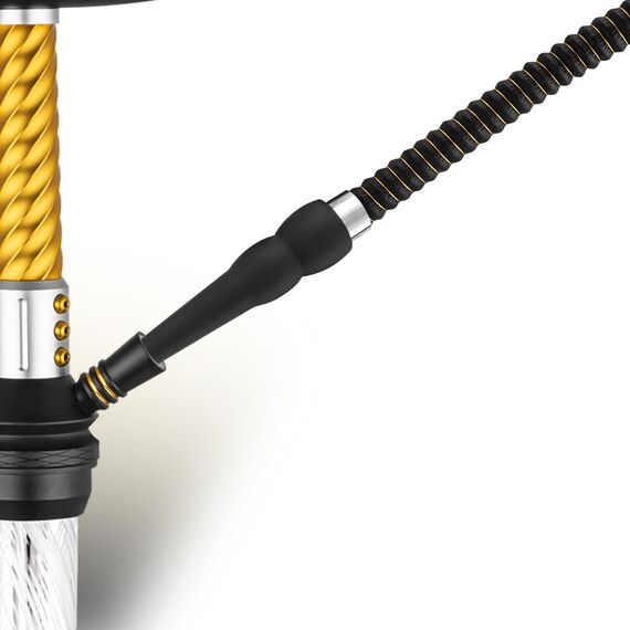 Shisha-Schlauch, waschbar, weicher Gummigriff, Legierungsspitze, mit Leder umwickelt, 152,4 cm, perfekte Passform, Wasserpfeifen-Set (schwarzer Schlauch)
