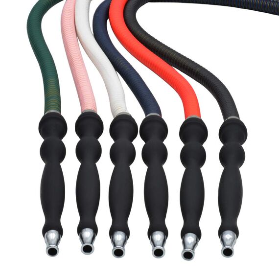 Kitosun Wasserpfeifen-Schlauch aus Seide, mit Gummigriff, Metallmundstück, Shisha Schlauch, mit Leder umwickelt, waschbar und langlebig, 165,1 cm lang (schwarz)