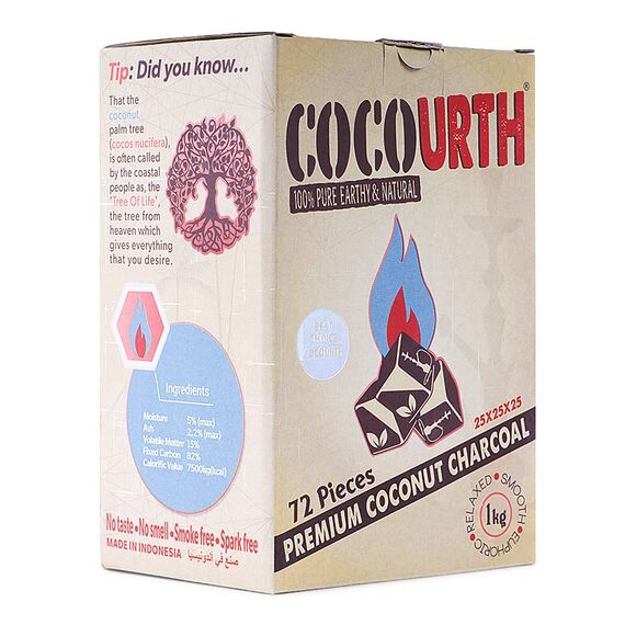 Hookah Natural Coconut Charcoal 72 Pieces Cube Coco Nara Mazaya 1 Kilo Shisha Coal by CocoUrth