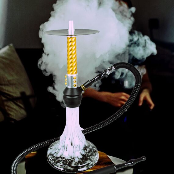 Skalierbarer Hookah Schlauch Ice Shisha Hookah Pfeife Abnehmbares Mundstück mit 2 wiederverwendbaren Eisbeutel für Frozen Cool Smoking (Schwarz)