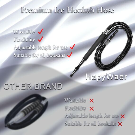 Skalierbarer Hookah Schlauch Ice Shisha Hookah Pfeife Abnehmbares Mundstück mit 2 wiederverwendbaren Eisbeutel für Frozen Cool Smoking (Schwarz)