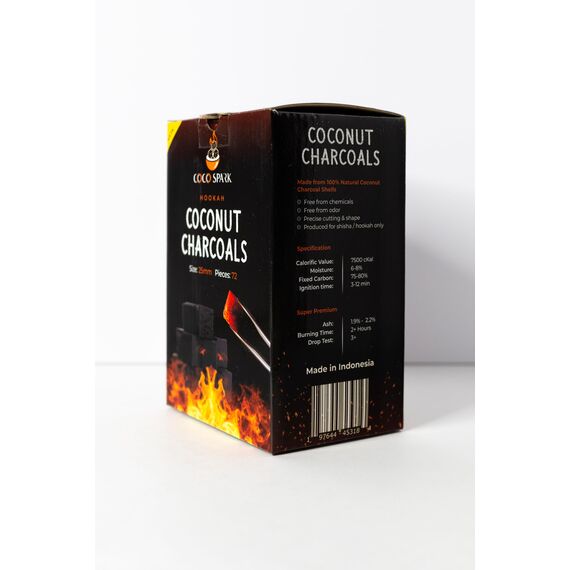 Coco Spark Hookah Kokoskohle, Größe 25mm, 72 Stück